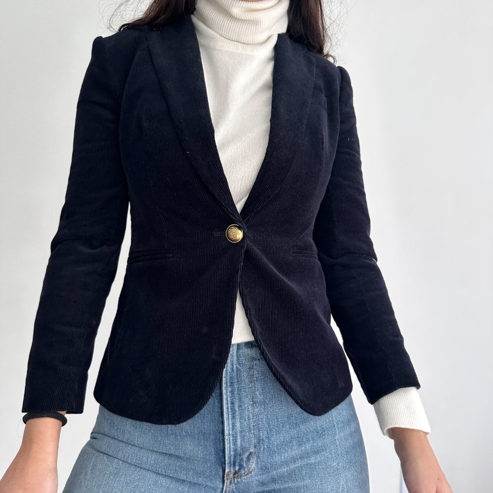 J. Crew Black Corduroy Single-Button Blazer